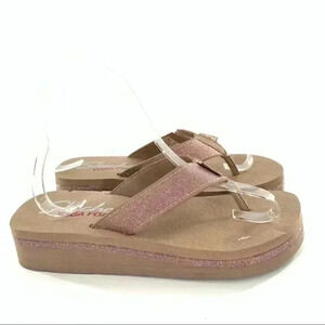 Sketchers Sandals 6 36 pink glitter yoga foam flatform flip flops vintage Y2k